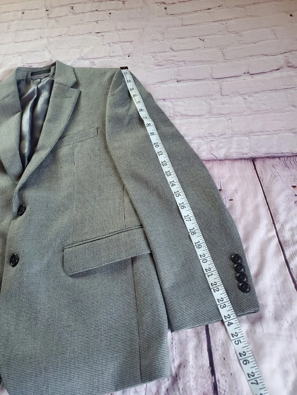 Lauren Ralph Lauren Houndstooth Gray Sport Jacket Office Career Two-Button 38S